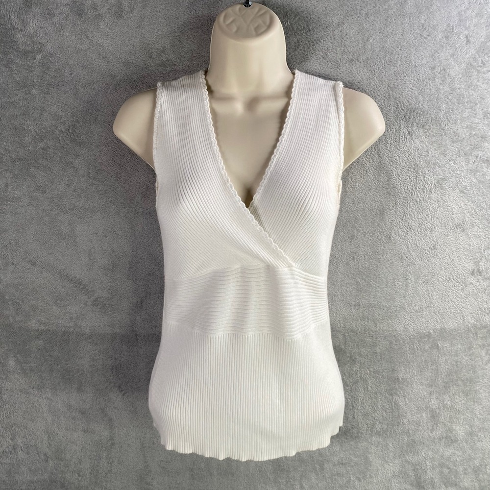 Vintage Y2k Old Navy Babydoll Tank Top Womens Medium Ribbed Knit‎ Preppy